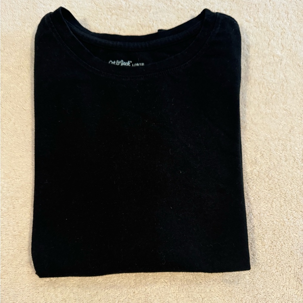 Cat & Jack Girls Black T- Shirt Size L 10/12